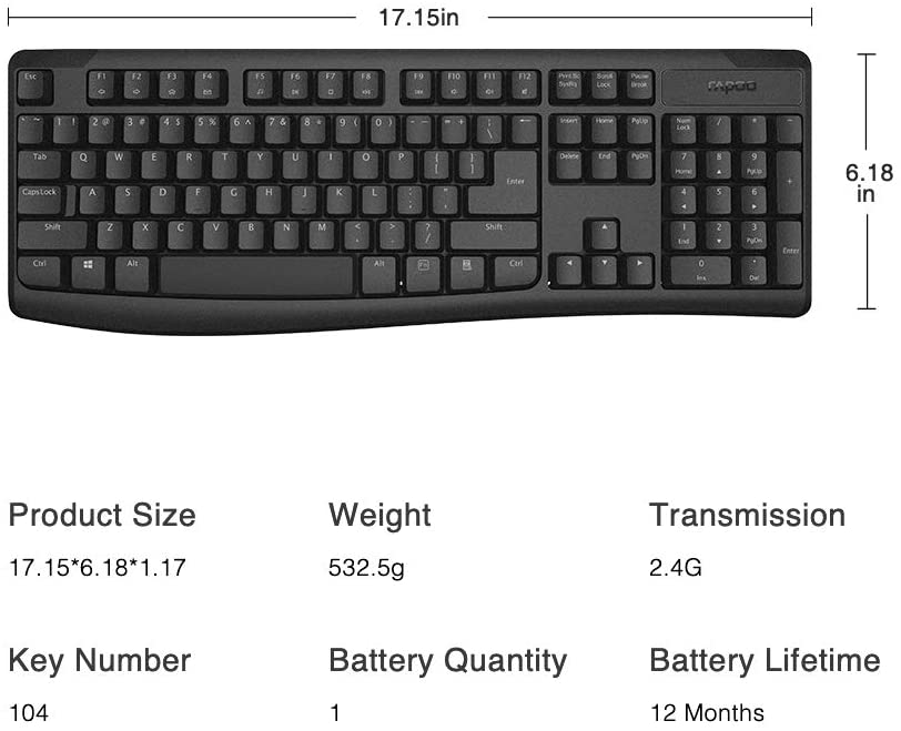 Rapoo X1800pro Wireless Optical Mouse and Keyboard