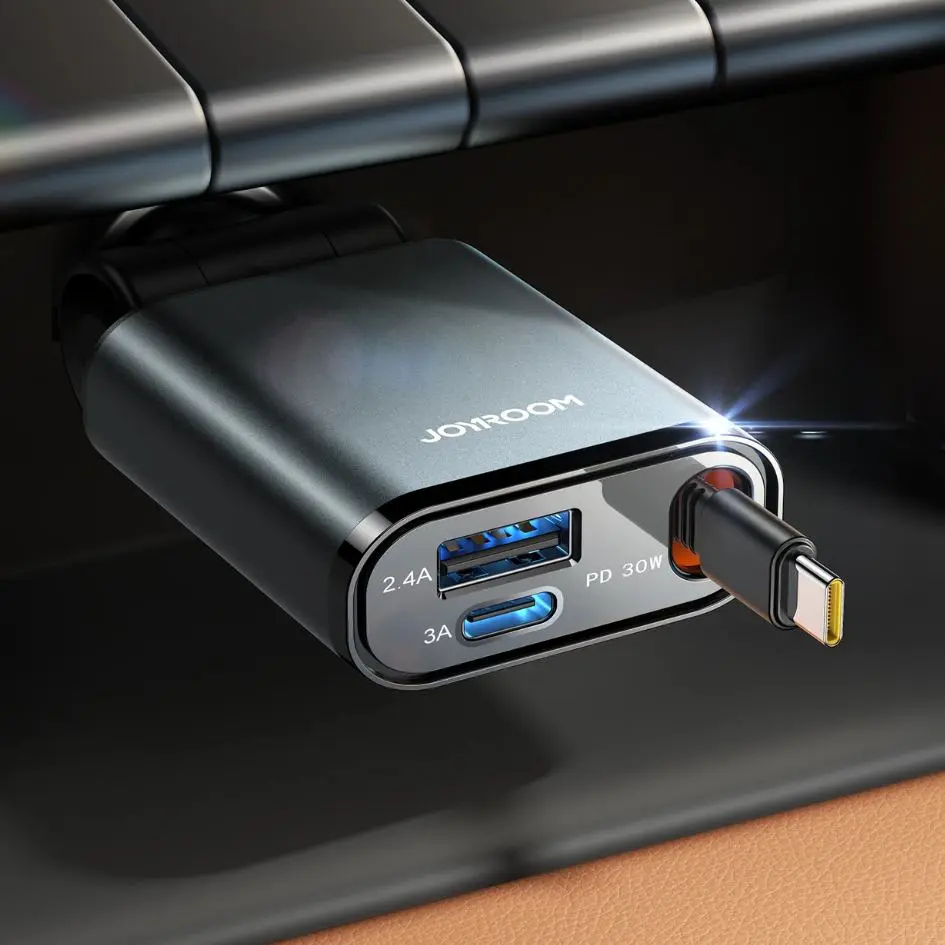JOYROOM 30W 3 in 1 Retractable Car Charger JR-CCL07-2.webp