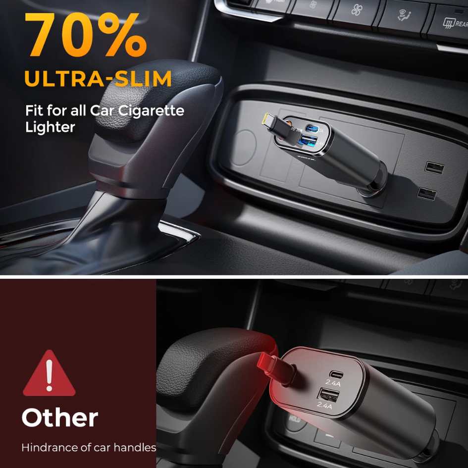 JOYROOM 30W 3 in 1 Retractable Car Charger JR-CCL07