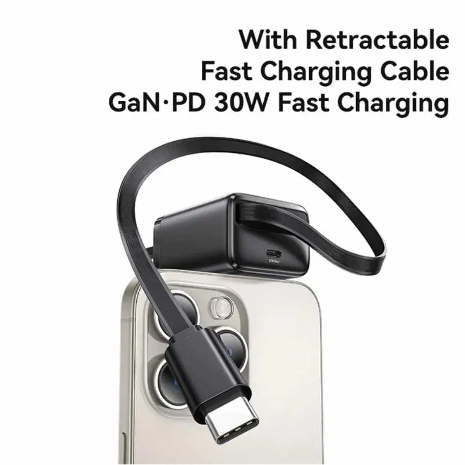 USAMS 30W Charger (UK) with Type-C Retractable Cable CC245-2.webp