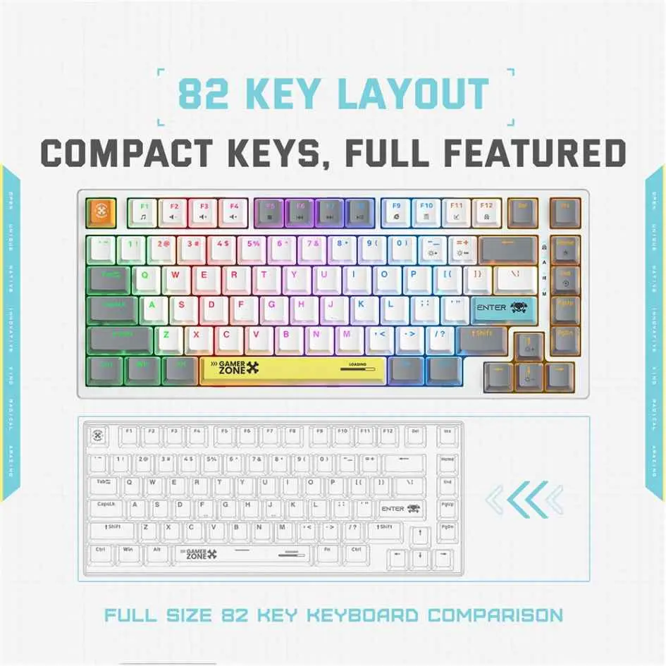 Onikuma 82-Key Mechanical Keyboard G58 (White) (Tea Switch)-2.webp