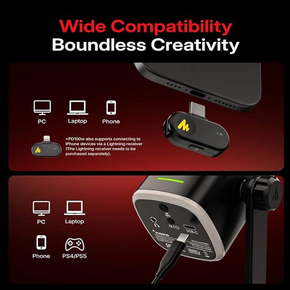 Maono Wireless Dynamic Microphone PD100W