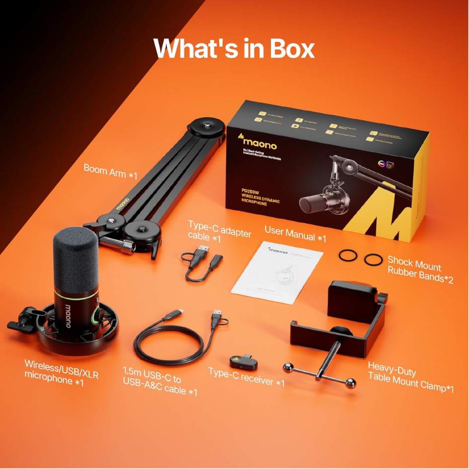 Maono Wireless Dynamic Microphone PD200W S