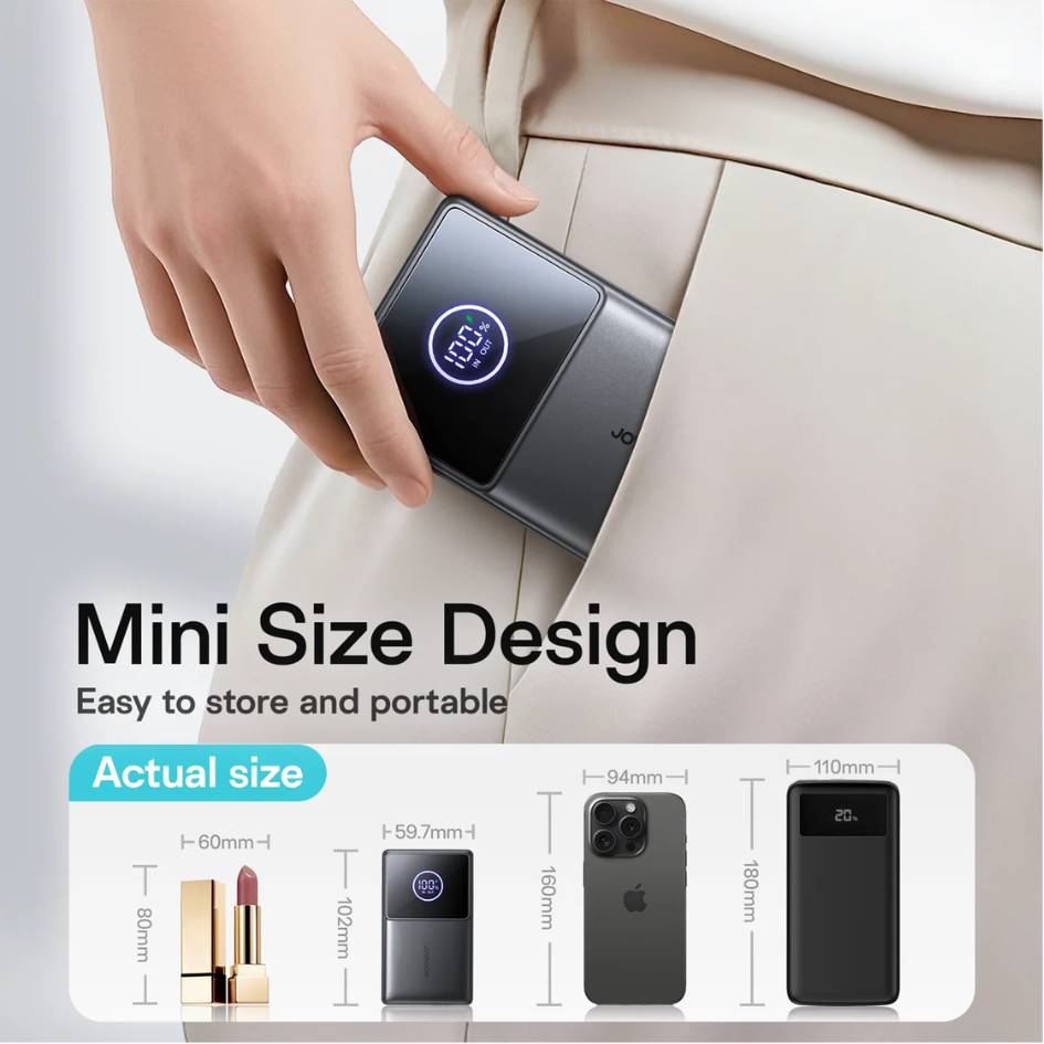 JOYROOM 10000mAh 22.5W Retractable Mini Power Bank JR-PR1