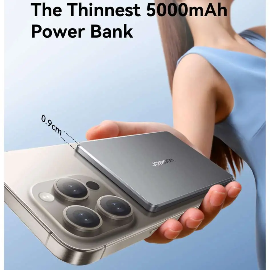 JOYROOM 5000mAh 20W Ultra-Slim Metal Magnetic Wireless Power Bank JR-PBM08-2.webp