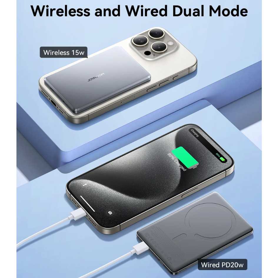 JOYROOM 5000mAh 20W Ultra-Slim Metal Magnetic Wireless Power Bank JR-PBM08