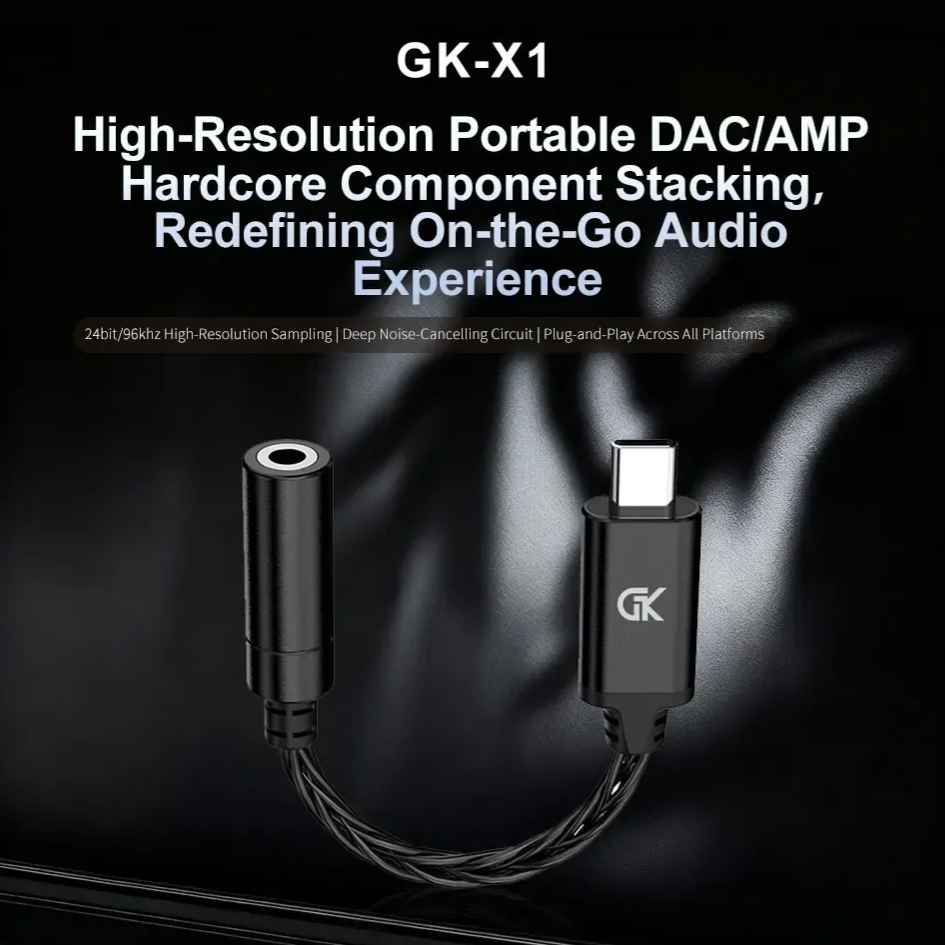 GK Earphone Adapter Type-C To 3.5mm DAC/AMP Audio Adapter Cable GK-X1
