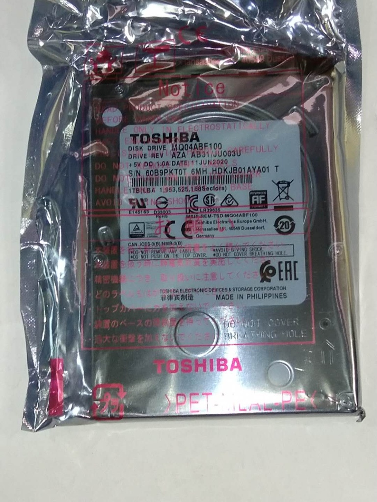 Toshiba Internal 1TB Hard Drive 2.5" MQ04ABF100