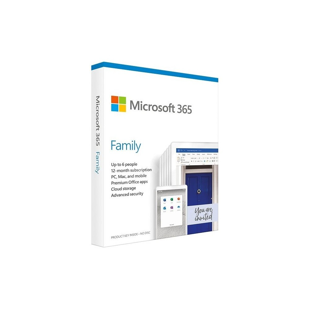 Microsoft Office 365 Family English Subscription 1YR Medialess P6 - Up to 6 People.