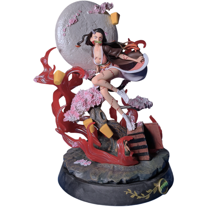 Demon Slayer Kimetsu Nezuko Action Figure Moon Scene Demonized Blood 28cm