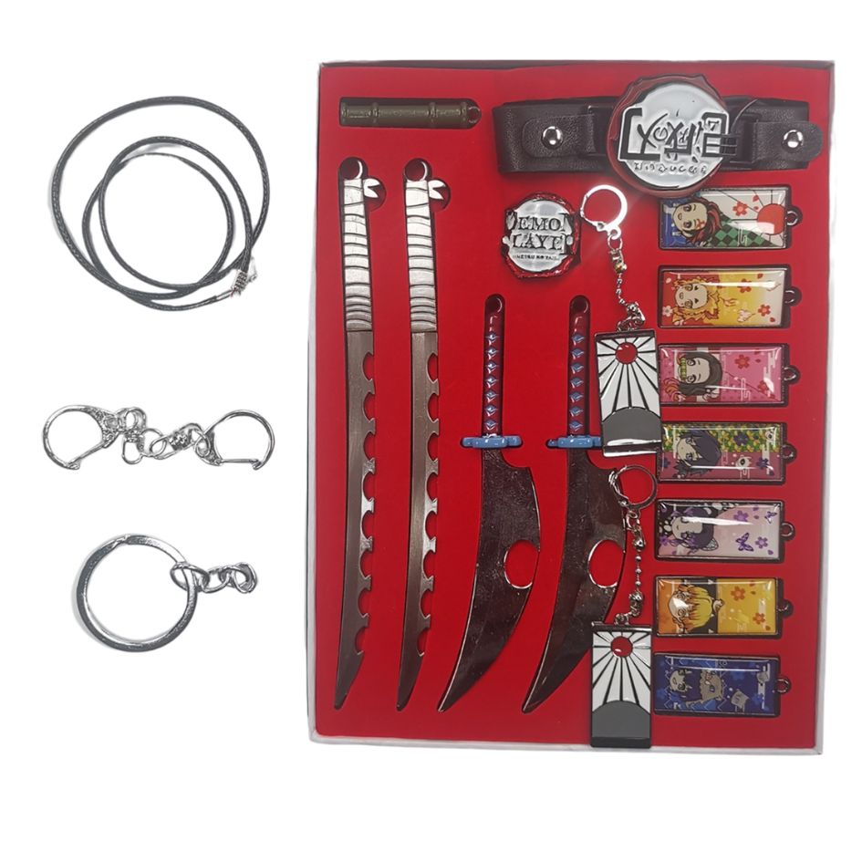 DEMON SLAYER KEYCHAIN, EARING, BRACELET SET