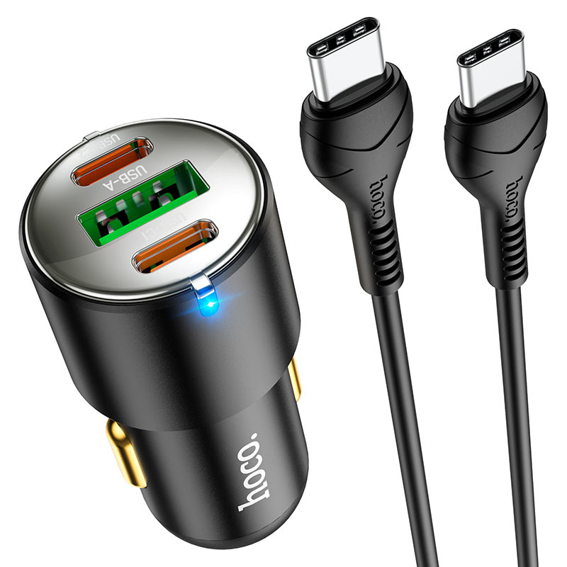 Hoco NZ6 PD45W 3-port Car Charger (Type-C to Type-C)