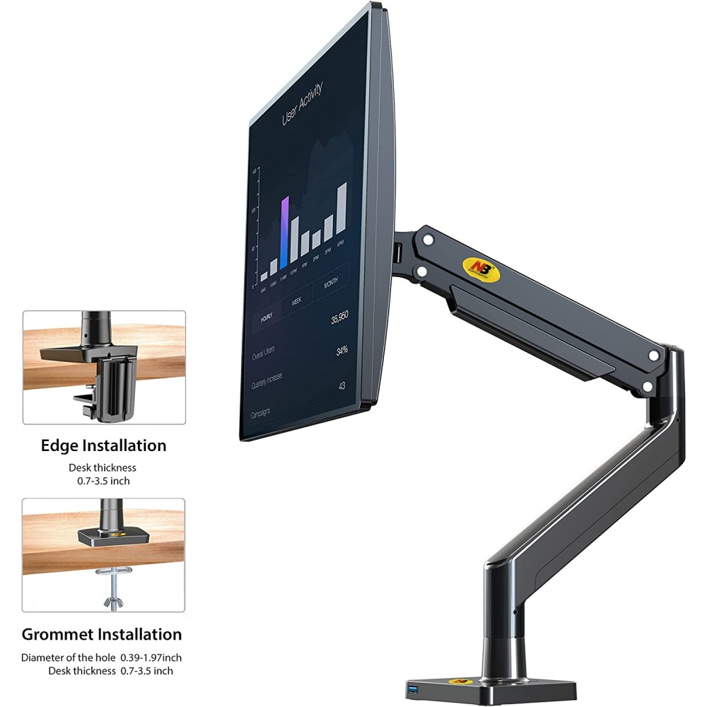 NORTH BAYOU NB G40 MONITOR ARM FULL MOTION SWIVEL MONITOR MOUNT WITH GAS SPRING FOR 22''-40'' MONITORS