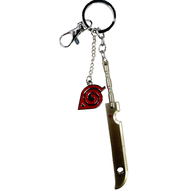 Zabuza's Sword And Konoha Symbol Metal Keychain