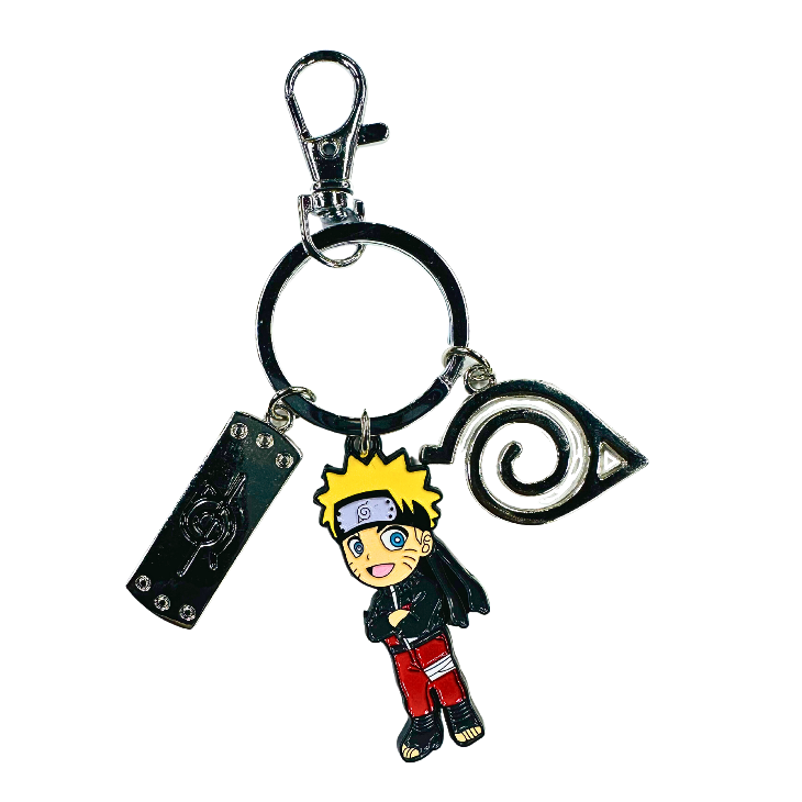 Naruto Shippuden 3 Charms Metal Keychain