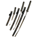 Black Metal Katana Set 3PCS With Stand