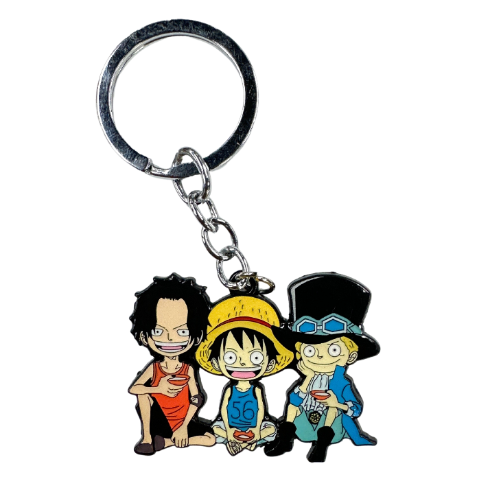 One Piece Ace, Luffy & Sabo Metal Keychain
