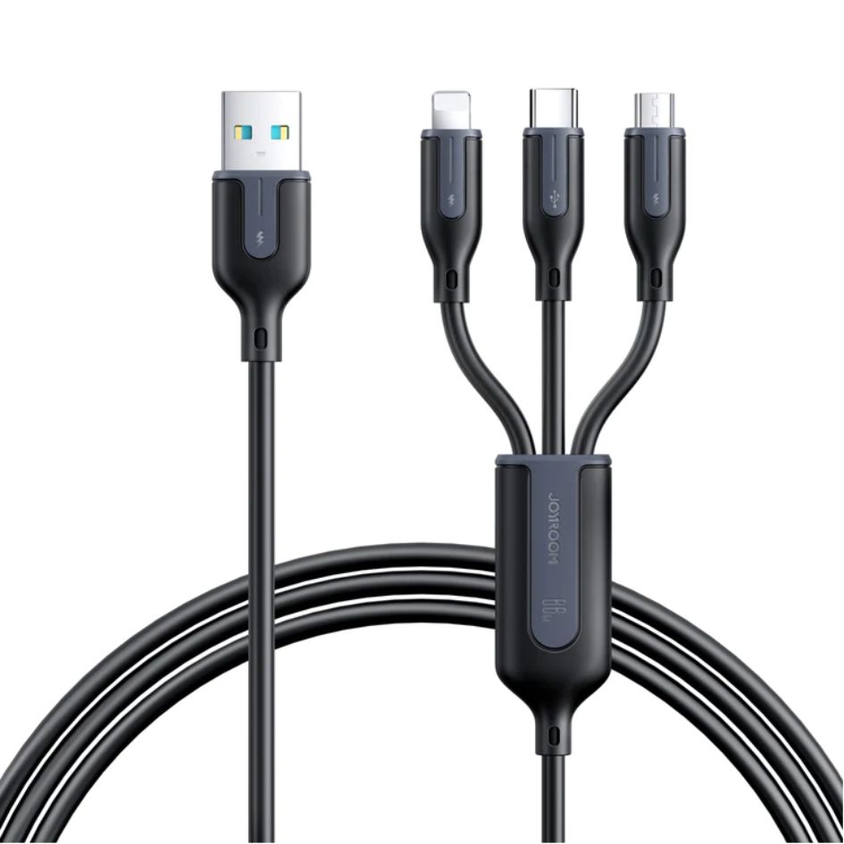 JOYROOM 66W 3.5A 3 In 1 Lightning + Type-C + Micro Charging Cable S-1T3018A15 1.2m