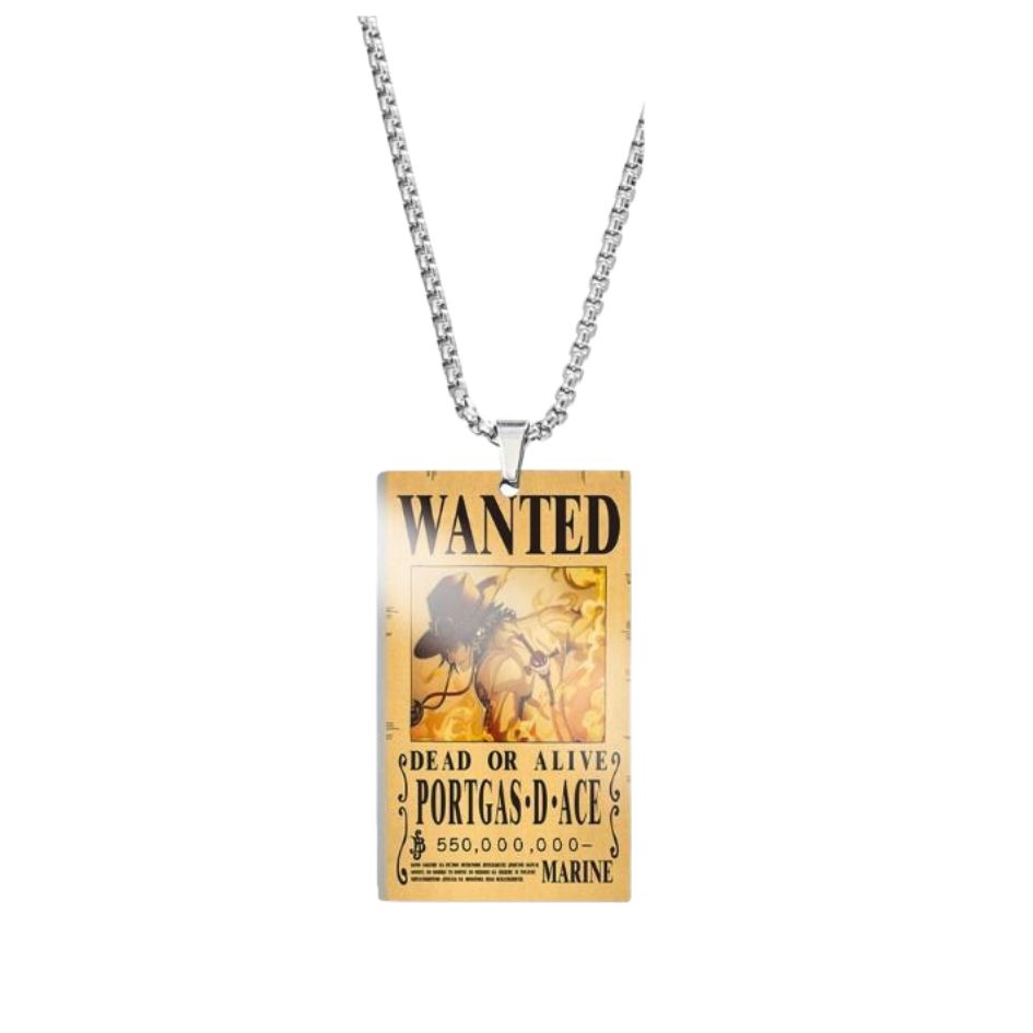 Portgas D. Ace Wanted Metal Necklace