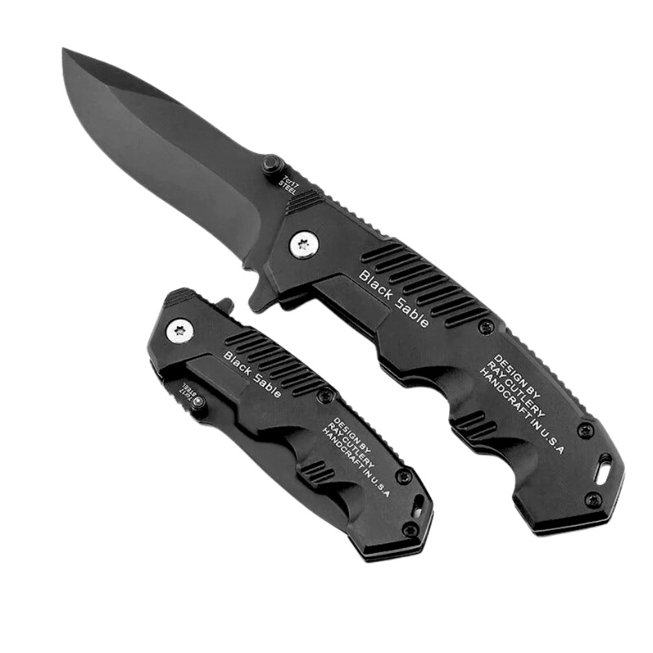 Black Sable Folding Survival Knife