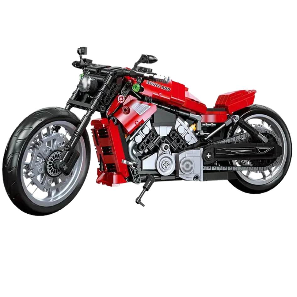 JieStar 91020 Red Devil Night Rod Motorcycle Building Blocks 849 Pcs