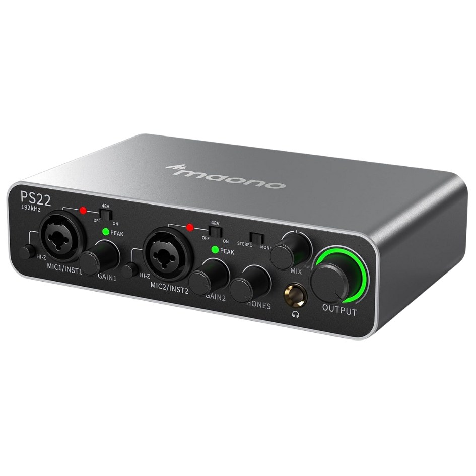 Maono PS22 Audio Interface for Recording, Music Production, Guitar