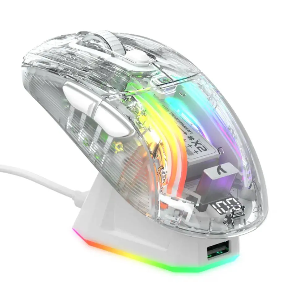 Attack Shark RGB Semi-Transparent Mouse Wired+2.4G+BT Connection X2 Pro