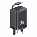 USAMS 30W Charger (UK) with Type-C Retractable Cable CC245