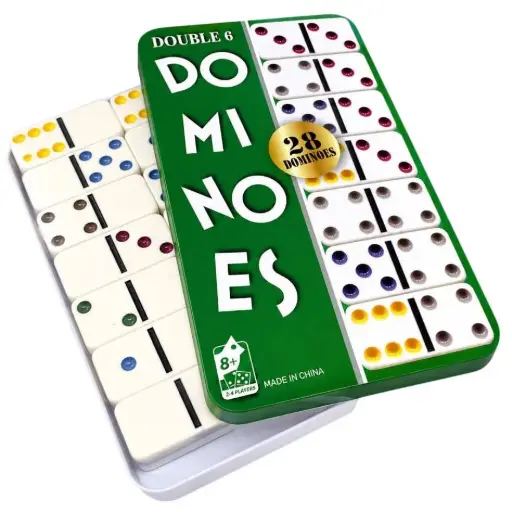 [1916500653 (L4-C17)] Double-6 Dominoes Metal Box