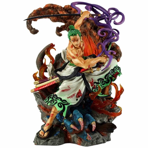 [61065] One Piece Wano Kimono Roronoa Zoro Battle Ghost Island Figure 36cm