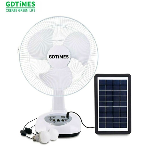 GDTimes 12'' Solar Rechargeable Fan GD-8019