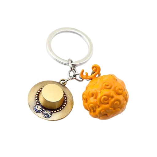 [RIM0001757] Mera Mera No Mi And Ace Hat Metal Keychain