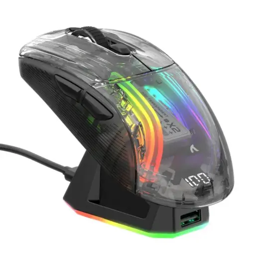 [RIM0000139] Attack Shark RGB Semi-Transparent Mouse Wired+2.4G+BT Connection X2 Pro