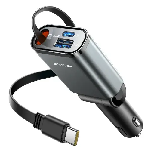 [RIM0001246] JOYROOM 30W 3 in 1 Retractable Car Charger JR-CCL07
